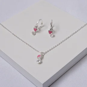 236722 conjunto infantil prata conjunto infantil feminino conjunto folheado a prata conjunto colar e brinco infantil