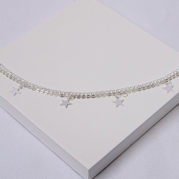 242156 pulseira estrelas pulseira prata pulseira folheada prata pulseira zirconias pulseira riviera pulseira cadeado