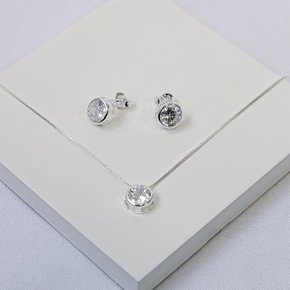213927 conjunto folheado a prata conjunto ponto de luz conjunto prata feminino conjunto colar e brinco prata conjunto zirc