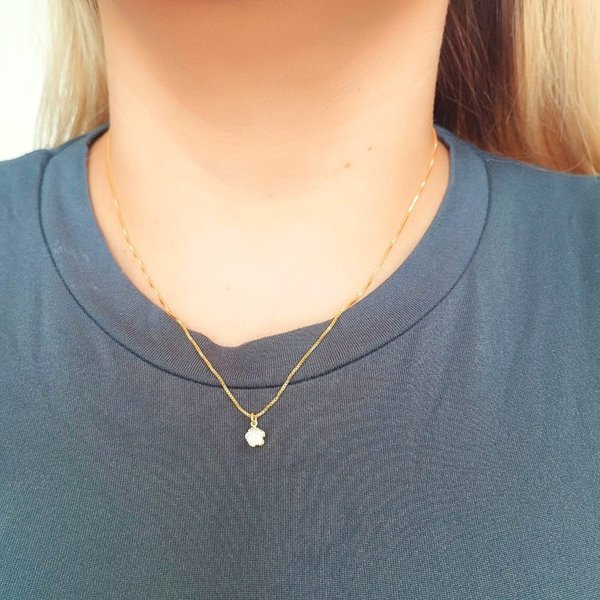 07 colar folheado a ouro ponto de luz estrela zirconia