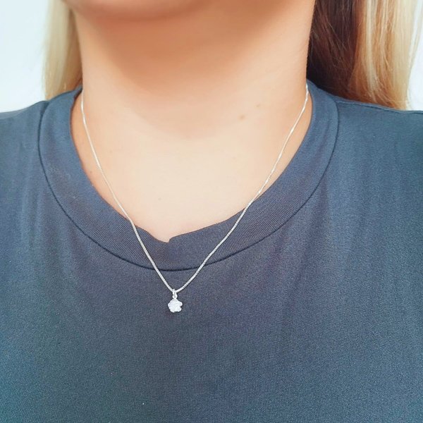 03 colar folheado a prata ponto de luz estrela zirconia veneziana