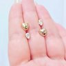 01 dupla de brincos folheado a ouro coracao e zirconia gota