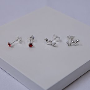 246284 dupla de brincos brincos folheados a prata brinco coracao cristal vermelho brinco feminino joias femininas brinco delicado