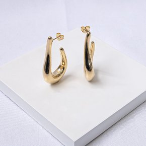 01 brinco folheado a ouro organico torcido abaulado