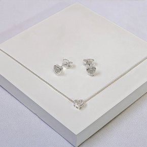 01 conjunto feminino folheado a prata coracao cravejado com zirconias