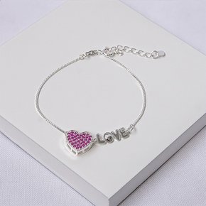 247709 pulseira feminina pulseira coracao pulseira love pulseira zirconias rosa pulseira folheada prata pulseira veneziana 1