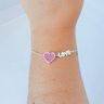 247709 pulseira feminina pulseira coracao pulseira love pulseira zirconias rosa pulseira folheada prata pulseira veneziana 2