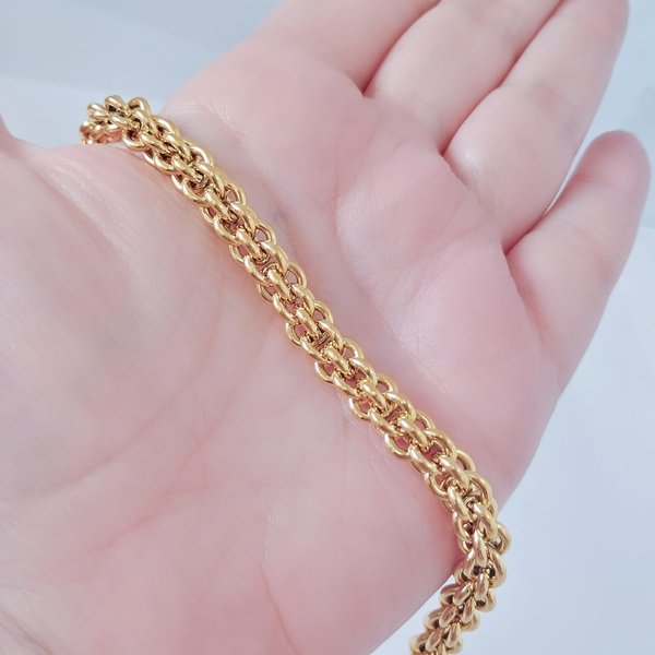 248057 pulseira aco inox dourada pulseira elos entrelacados pulseira dourada feminina pulseira entrelacada 1